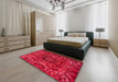 Abstract Red Southwestern Rug in a Bedroom, abs4530