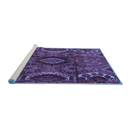 Sideview of Machine Washable Southwestern Blue Country Rug, wshabs4530blu