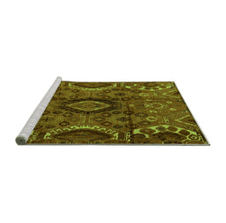 Sideview of Machine Washable Southwestern Green Country Area Rugs, wshabs4530grn