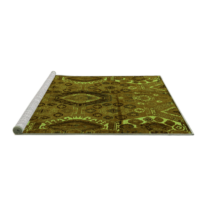 Sideview of Machine Washable Southwestern Green Country Area Rugs, wshabs4530grn