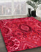 Machine Washable Abstract Red Rug in a Family Room, wshabs4530