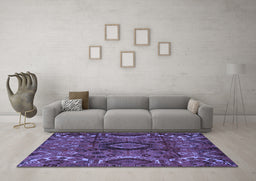 Machine Washable Southwestern Blue Country Rug in a Living Room, wshabs4530blu