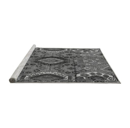 Sideview of Machine Washable Southwestern Gray Country Rug, wshabs4530gry