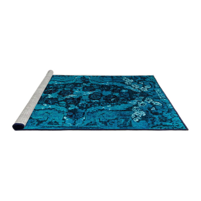 Sideview of Machine Washable Abstract Lapis Blue Rug, wshabs4531