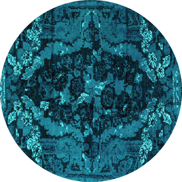 Round Machine Washable Persian Turquoise Bohemian Area Rugs, wshabs4531turq