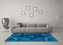 Machine Washable Persian Light Blue Bohemian Rug in a Living Room, wshabs4531lblu