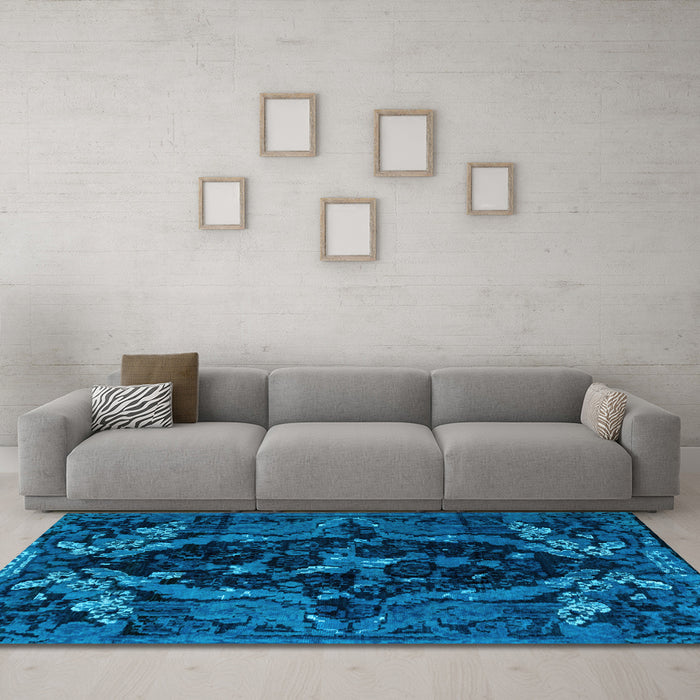 Machine Washable Persian Light Blue Bohemian Rug in a Living Room, wshabs4531lblu