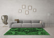 Machine Washable Persian Emerald Green Bohemian Area Rugs in a Living Room,, wshabs4531emgrn