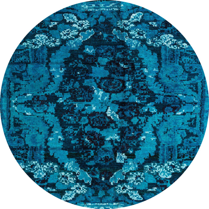Round Machine Washable Abstract Lapis Blue Rug, wshabs4531