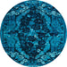 Round Machine Washable Abstract Lapis Blue Rug, wshabs4531