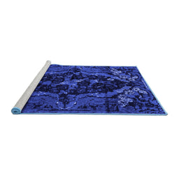 Sideview of Machine Washable Persian Blue Bohemian Rug, wshabs4531blu