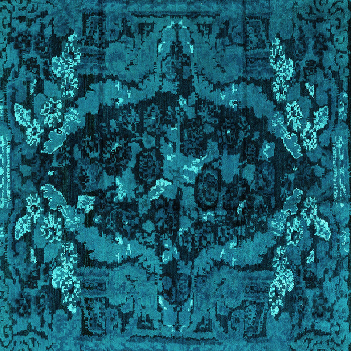 Square Machine Washable Persian Turquoise Bohemian Area Rugs, wshabs4531turq