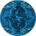 Round Machine Washable Persian Light Blue Bohemian Rug, wshabs4531lblu