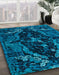 Abstract Blue Persian Rug in Family Room, abs4531