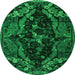 Round Machine Washable Persian Green Bohemian Area Rugs, wshabs4531grn