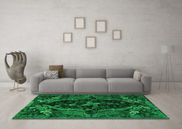 Machine Washable Persian Green Bohemian Area Rugs in a Living Room,, wshabs4531grn