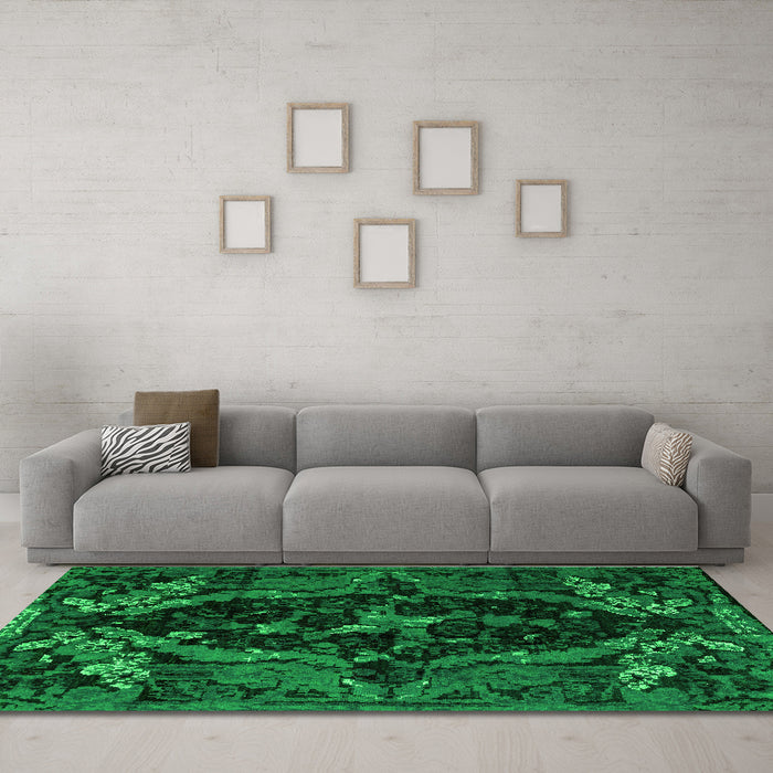 Machine Washable Persian Green Bohemian Area Rugs in a Living Room,, wshabs4531grn