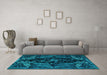 Machine Washable Persian Turquoise Bohemian Area Rugs in a Living Room,, wshabs4531turq