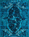 Machine Washable Abstract Lapis Blue Rug, wshabs4531