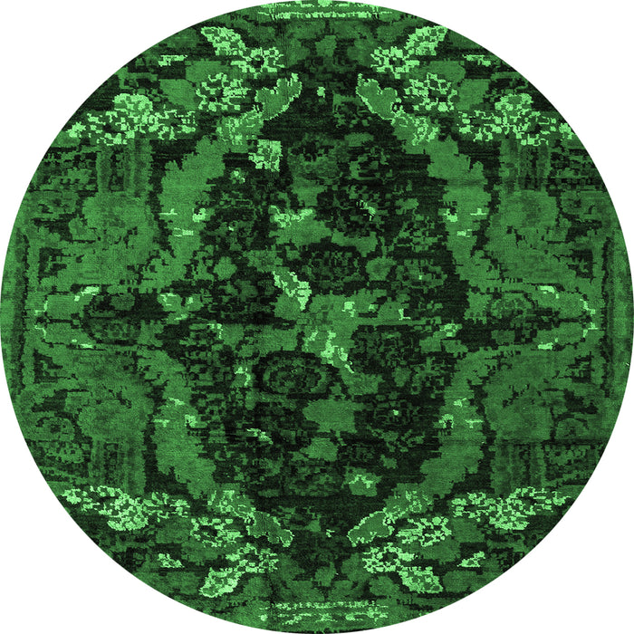 Round Persian Emerald Green Bohemian Rug, abs4531emgrn