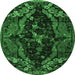 Round Persian Emerald Green Bohemian Rug, abs4531emgrn