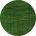 Round Machine Washable Abstract Green Modern Area Rugs, wshabs4532grn