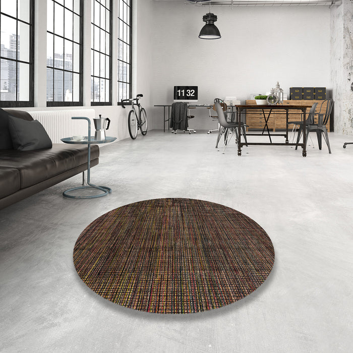 Round Abstract Brown Modern Rug in a Office, abs4532