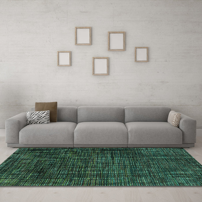 Machine Washable Abstract Turquoise Modern Area Rugs in a Living Room,, wshabs4532turq