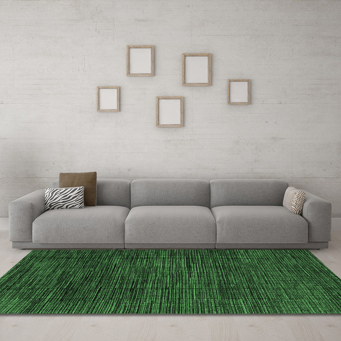 Machine Washable Abstract Emerald Green Modern Area Rugs in a Living Room,, wshabs4532emgrn