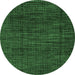 Round Machine Washable Abstract Emerald Green Modern Area Rugs, wshabs4532emgrn