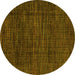 Round Abstract Yellow Modern Rug, abs4532yw