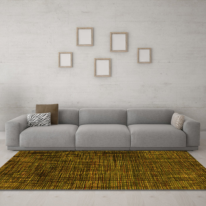 Machine Washable Abstract Yellow Modern Rug in a Living Room, wshabs4532yw