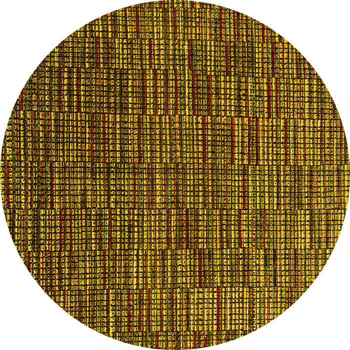 Round Machine Washable Abstract Yellow Modern Rug, wshabs4533yw