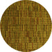 Round Machine Washable Abstract Yellow Modern Rug, wshabs4533yw