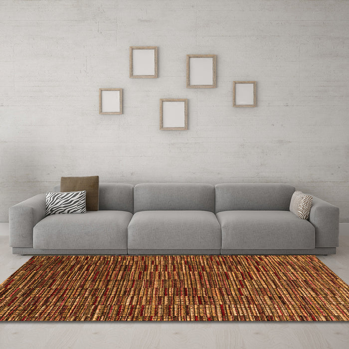 Machine Washable Abstract Orange Modern Area Rugs in a Living Room, wshabs4533org