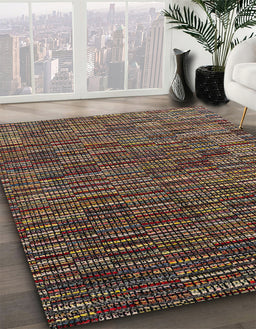 Abstract Red Modern Rug in Family Room, abs4533