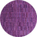 Round Machine Washable Abstract Purple Modern Area Rugs, wshabs4533pur