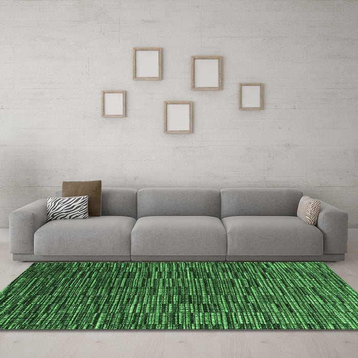 Machine Washable Abstract Emerald Green Modern Area Rugs in a Living Room,, wshabs4533emgrn