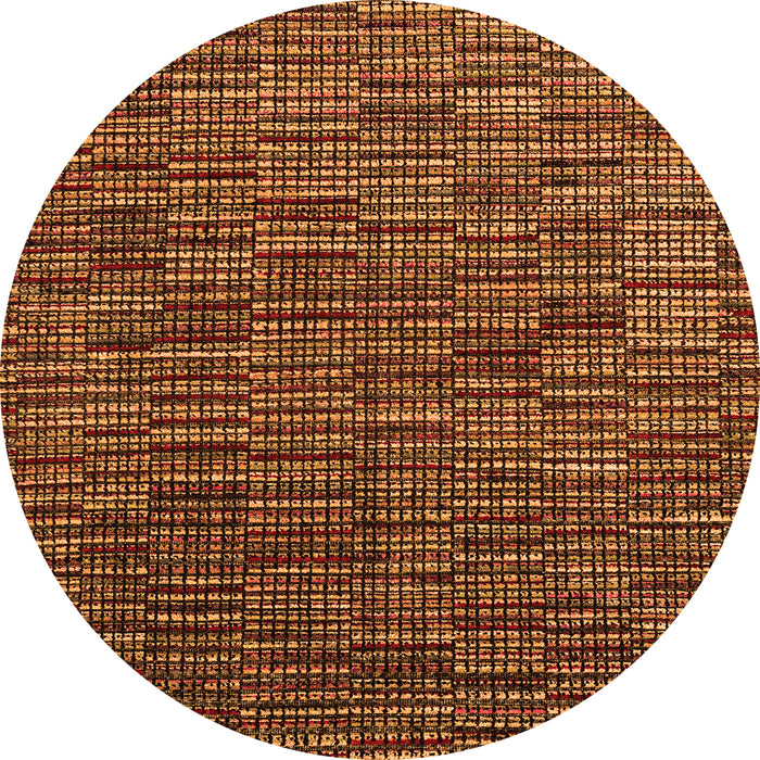 Round Machine Washable Abstract Orange Modern Area Rugs, wshabs4533org