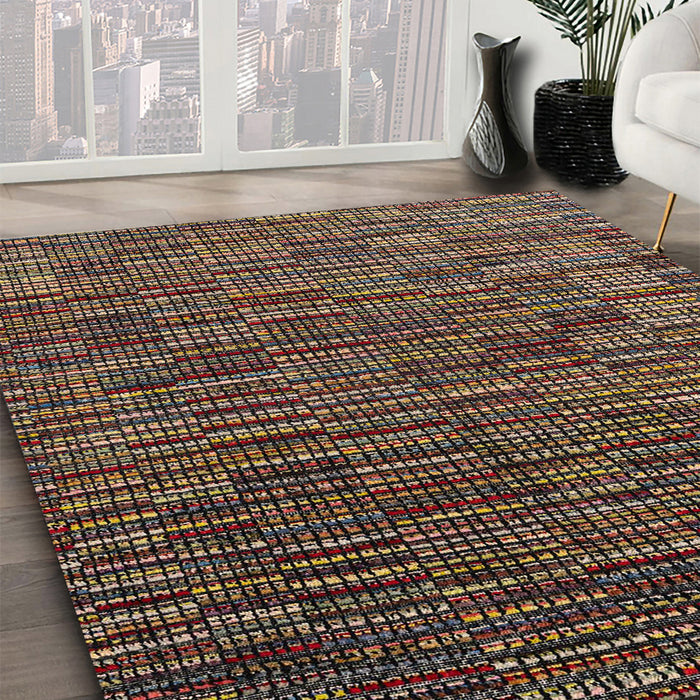 Machine Washable Abstract Night Red Rug in a Family Room, wshabs4533