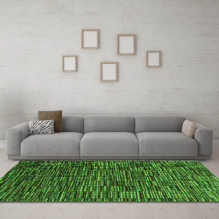 Machine Washable Abstract Green Modern Area Rugs in a Living Room,, wshabs4533grn