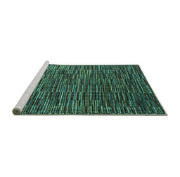 Sideview of Machine Washable Abstract Turquoise Modern Area Rugs, wshabs4533turq