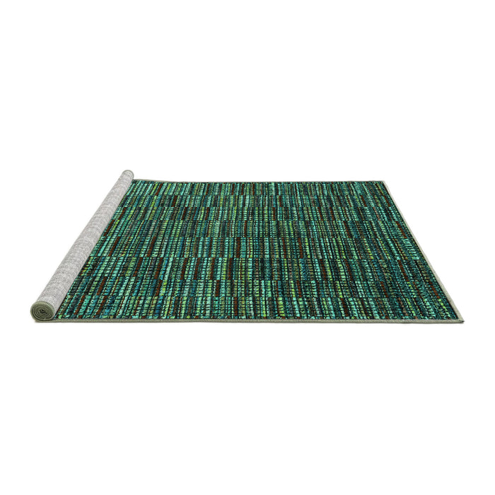 Sideview of Machine Washable Abstract Turquoise Modern Area Rugs, wshabs4533turq
