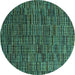 Round Abstract Turquoise Modern Rug, abs4533turq