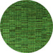 Round Machine Washable Abstract Green Modern Area Rugs, wshabs4533grn