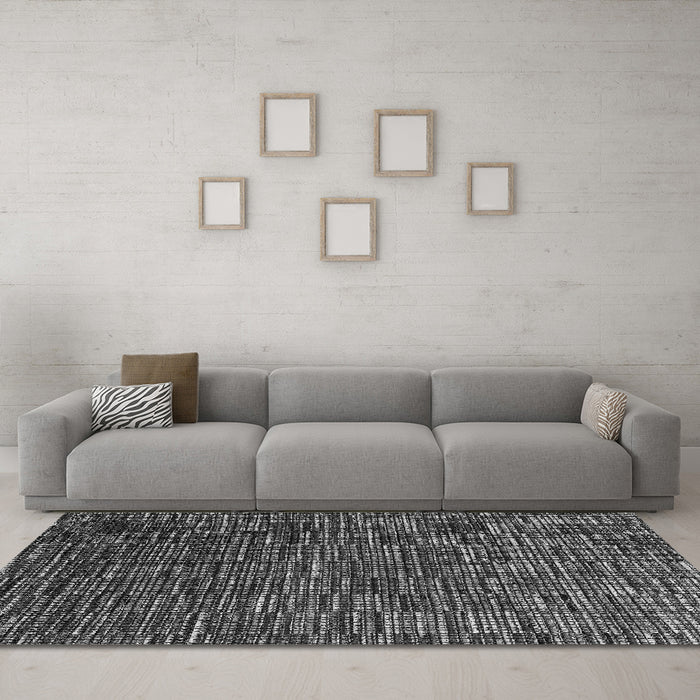 Machine Washable Abstract Gray Modern Rug in a Living Room,, wshabs4533gry