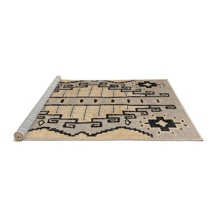 Sideview of Machine Washable Abstract Brown Rug, wshabs4534
