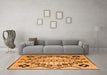 Machine Washable Abstract Orange Modern Area Rugs in a Living Room, wshabs4534org