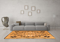 Machine Washable Abstract Orange Modern Rug, wshabs4534org