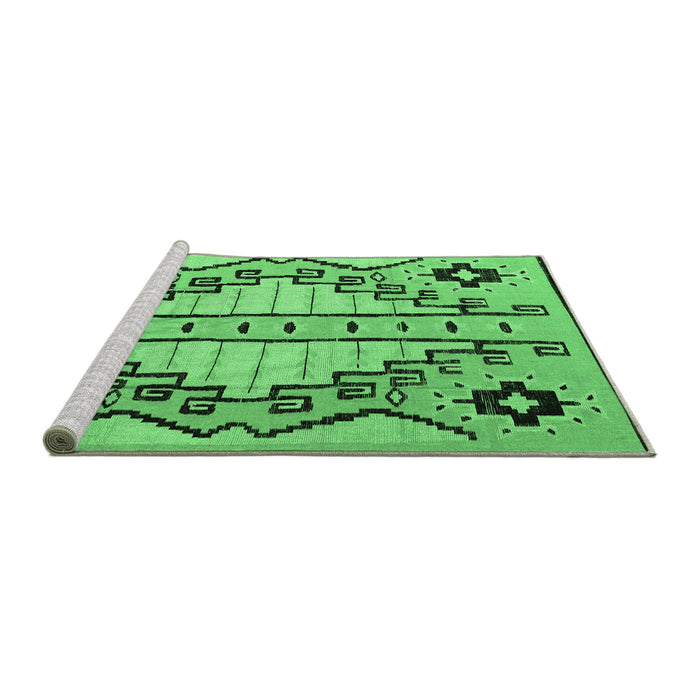 Sideview of Machine Washable Abstract Emerald Green Modern Area Rugs, wshabs4534emgrn